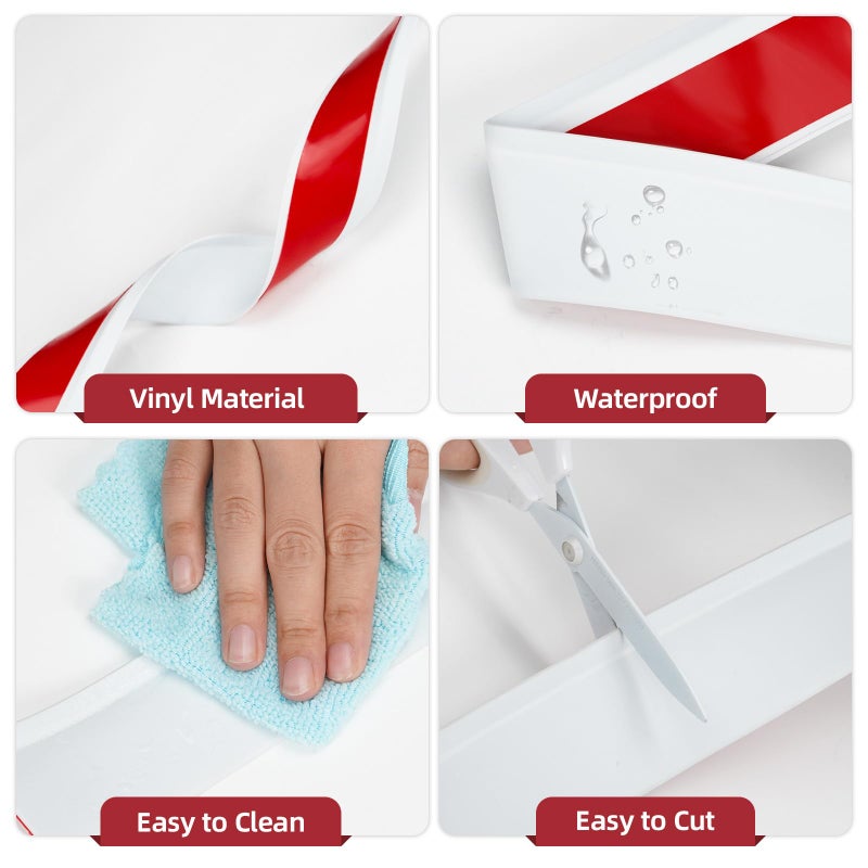 JSIWOTH 16.4Ft Vinyl Baseboard Molding Trim, Flexible Peel and Stick Wall Base with Self-Adhesive Backing, Waterproof Cove Base, Wall Protection & Floor Gap Covering, White (W:1.97'') - Image 4
