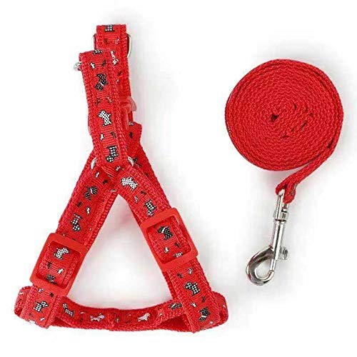 The DDS Store Pet Harness Canvas Print Dog Set Adjustable Leash Collar Cat Chest 40-50cm Width 1. 5cm Strap Accessory for Small- Medium Breeds Only 1pc (Design Print May Vary) (Red) - Image 5