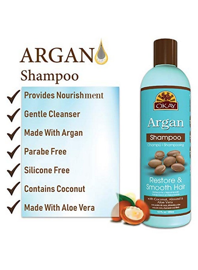 OKAY ; Argan Shampoo ; For All Hair Types & Textures ; Restore Hydrate And Smooth Hair ; With Coconut Almond & Aloe Vera ; Free Of Parabens Silicones Sulfates ; 12 Oz - Image 5