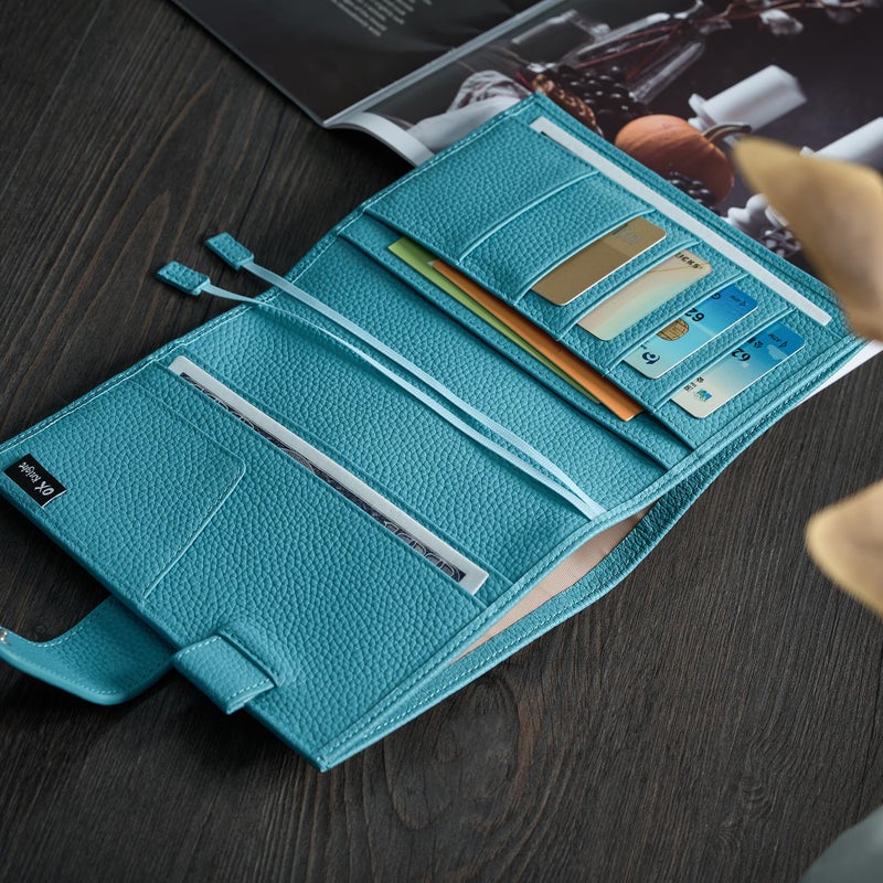 Ox Knight A6 Leather Planner Cover for Hobonichi, Stalogy, Midori Hibino, Leuchtturm1917, and More - with Pen Loop, Card Slots, Back Pocket, and Bookmarks (Light Blue) - Image 5