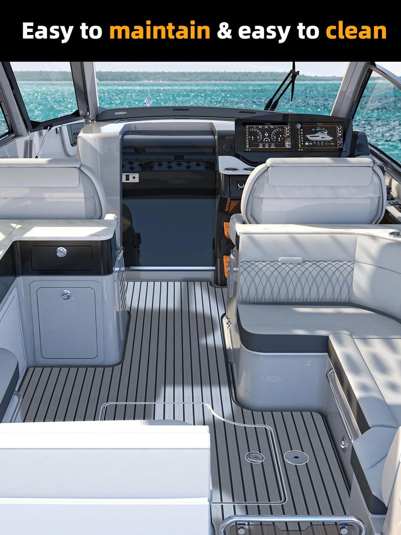 FOCEAN Boat Flooring EVA Foam Boat Decking Faux Teak Marine Flooring Marine Mat Sheet for Motorboat RV Yacht Kayak Surfboard, 94.5''x 23.6'', Grey with Black Lines - Image 5