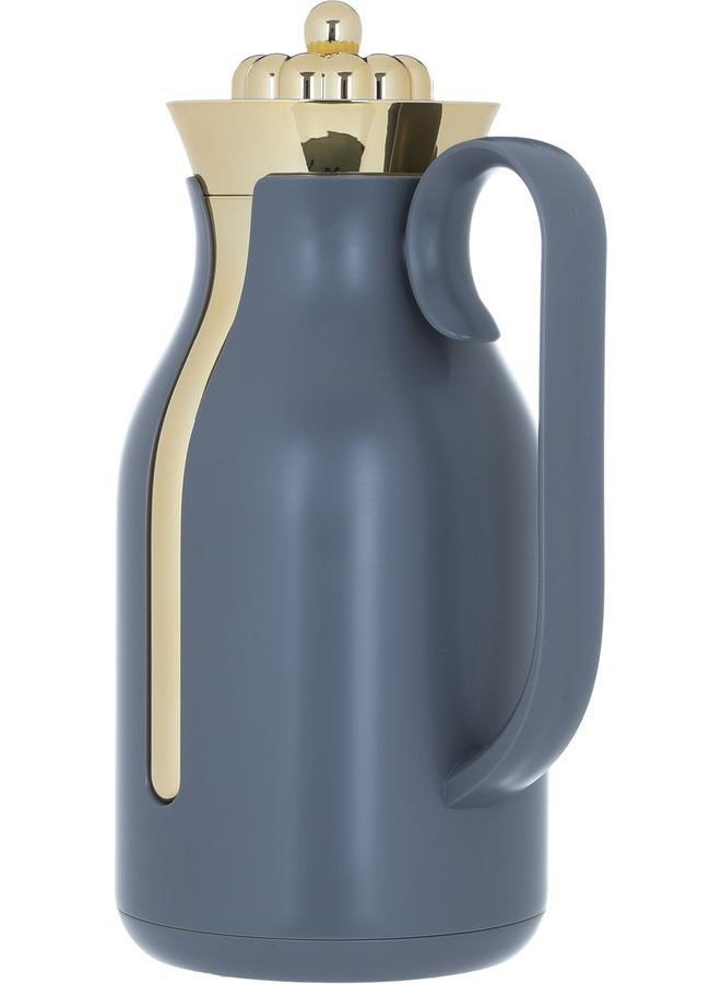 تايمليس ترمس بلاستيك من رايانا سعة 1 لتر، ذهبي، رمادي - Image 2