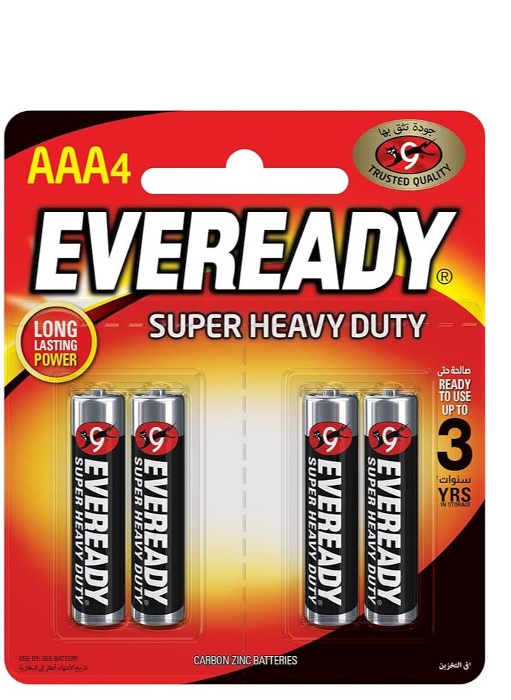 Eveready Eveready Super Heavy Duty Battery, Size AAA, Pack of 4 Blister Card - 4 حجر ريموت 