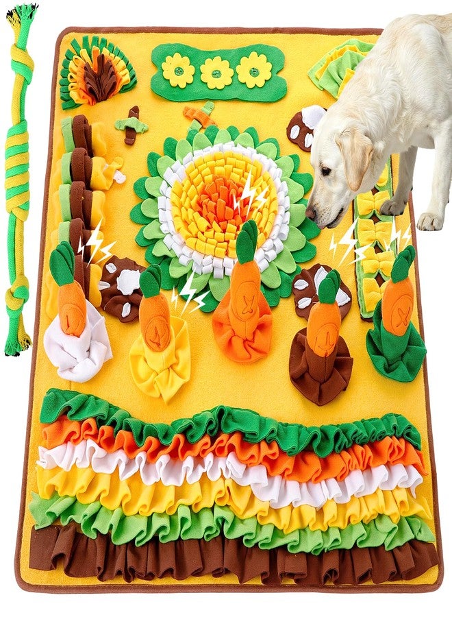 Hsei Large Snuffle Mat for Dogs Set 40'' x 30'' Colorful Nosework Feeding Mat with 5 Squeaky Carrots Cotton and 1 Cotton Rope Toy Interactive Foraging Puzzle for Stress Relief Slow Feeding - Image 1