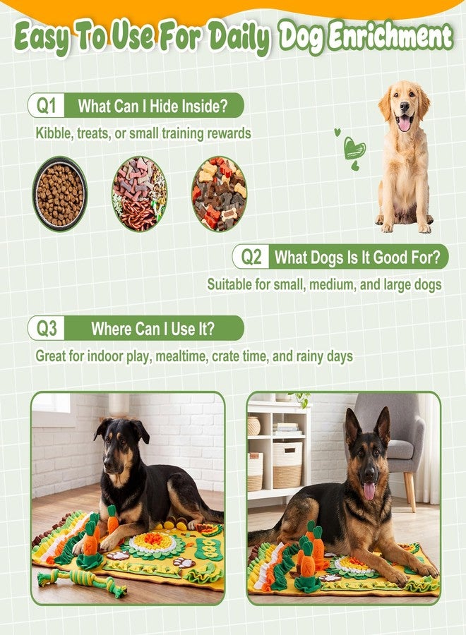 Hsei Large Snuffle Mat for Dogs Set 40'' x 30'' Colorful Nosework Feeding Mat with 5 Squeaky Carrots Cotton and 1 Cotton Rope Toy Interactive Foraging Puzzle for Stress Relief Slow Feeding - Image 5