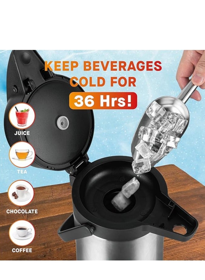 1900 ml Airpot Coffee Dispenser with Pump, Insulated Thermal Coffee Carafe - Stainless Steel Hot Beverage Dispenser - Thermos Urn for Hot/Cold Water, Drink Dispenser for Parties - Image 5