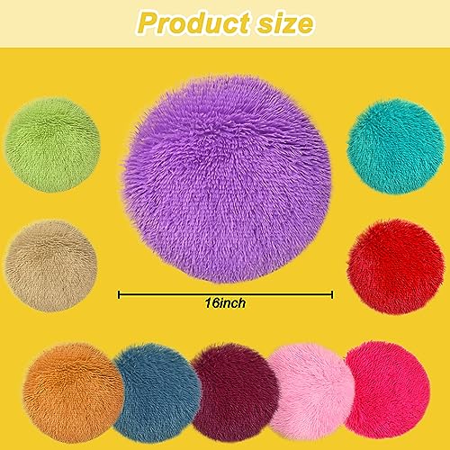 YEXEXINM 10 Pack Kids Crazy Carpet Circle Seats 16 Inch Round Floor Mat Kids Floor Cushions Soft Colorful Educational Classroom Rug for School Home Group Activity Learning Marker Playing Areas - Image 2