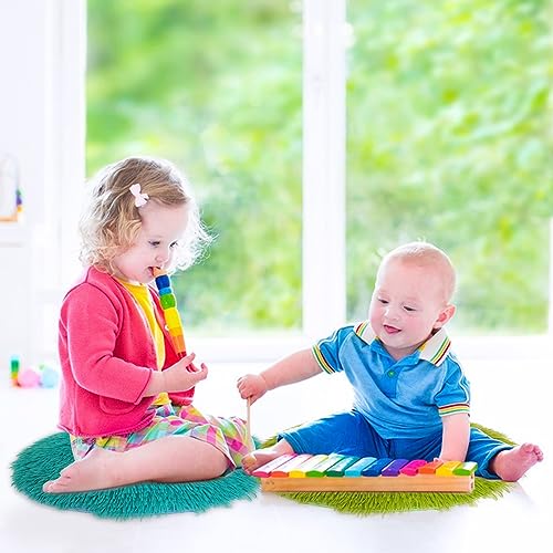 YEXEXINM 10 Pack Kids Crazy Carpet Circle Seats 16 Inch Round Floor Mat Kids Floor Cushions Soft Colorful Educational Classroom Rug for School Home Group Activity Learning Marker Playing Areas - Image 3