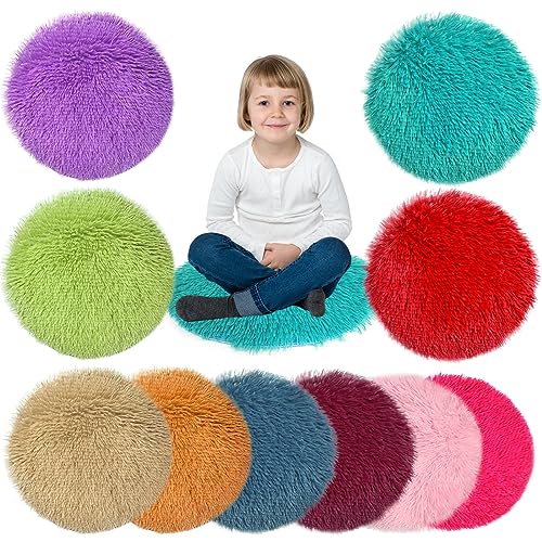 YEXEXINM 10 Pack Kids Crazy Carpet Circle Seats 16 Inch Round Floor Mat Kids Floor Cushions Soft Colorful Educational Classroom Rug for School Home Group Activity Learning Marker Playing Areas - Image 1