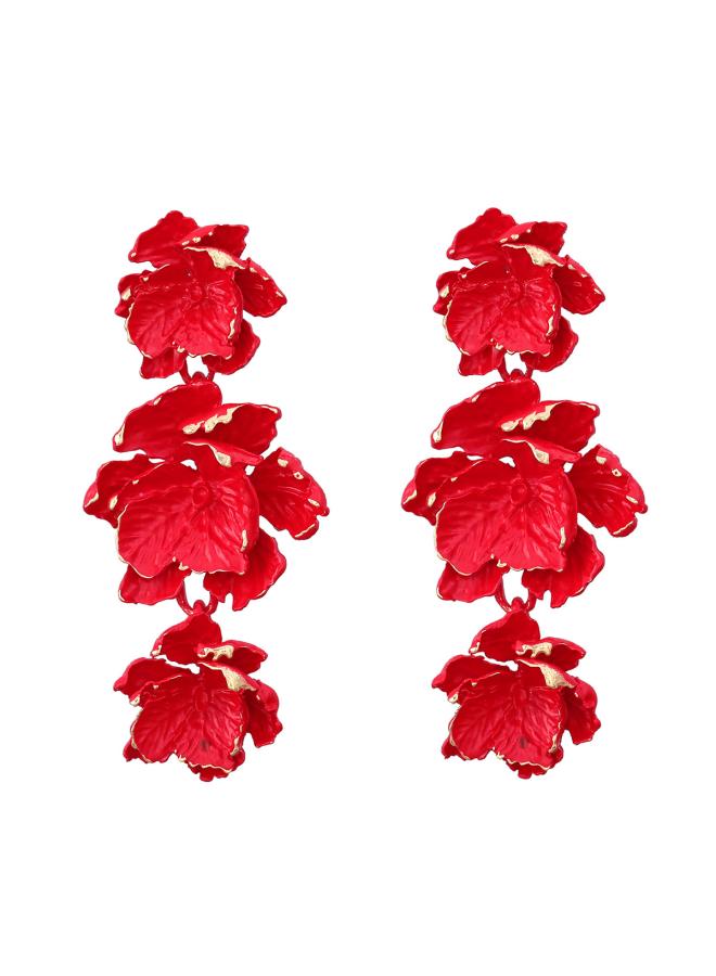 Spring New Flower Earrings European And American Earrings Women's Bohemian Style Multi-layer Alloy Paint Flower Earrings