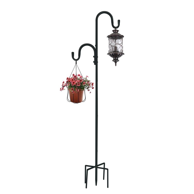 MIPON 78 Inch Double Shepherds Hooks for Outdoor Bird Feeder,Hanging Plants,Solar Light,Adjustable 78/62/46/30 Inch,3/4 Inch Width Garden Shepards Hook - Image 1