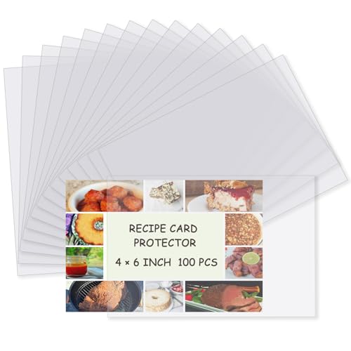 Mecefeno Recipe Card Protectors, Recipe Card Covers Index Card Sleeves Protect Recipes Kitchen Plastic Cookbook Sheet Protectors Cookbook Page Sleeve - 100 Count 4×6 Inch - Image 1