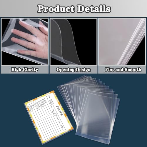 Mecefeno Recipe Card Protectors, Recipe Card Covers Index Card Sleeves Protect Recipes Kitchen Plastic Cookbook Sheet Protectors Cookbook Page Sleeve - 100 Count 4×6 Inch - Image 3