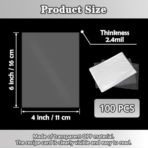 Mecefeno Recipe Card Protectors, Recipe Card Covers Index Card Sleeves Protect Recipes Kitchen Plastic Cookbook Sheet Protectors Cookbook Page Sleeve - 100 Count 4×6 Inch - Image 2