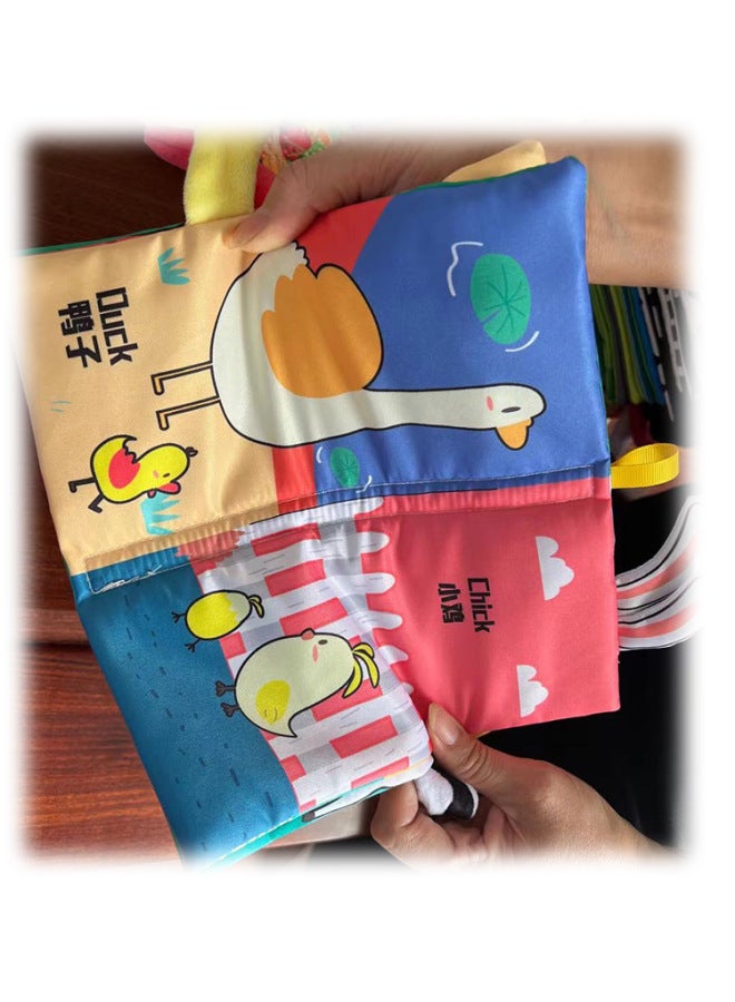 Cloth Book Early Education Baby Can Not Tear 0-3 Years Old Three-dimensional Tail Baby 6-18 Months Educational Toys Chinese English - Image 1