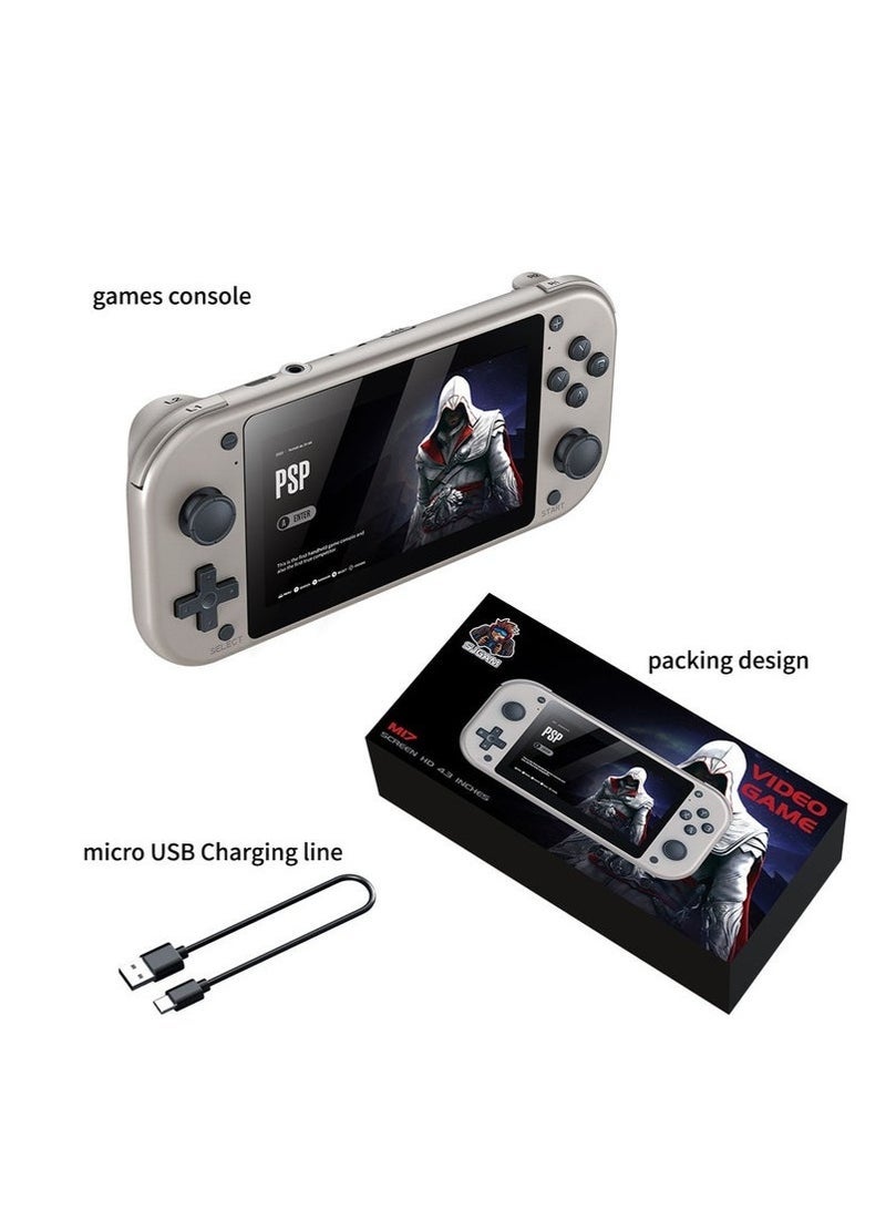 PSP M17 Handheld Game Console with 4.3-Inch HD Display – Retro Gaming Device with Built-in Simulators for PSP, GBA, NES, CPS, and More – Preloaded Classic Video Games – Portable Mini Console with Save/Load Function, TV Output, Long Battery Life - Image 2