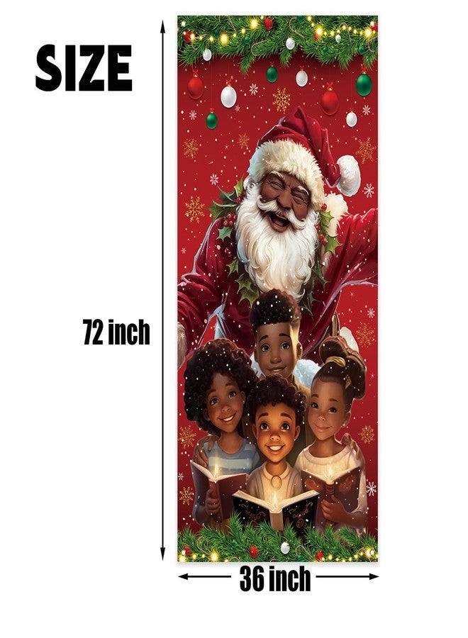 Yarcooly African American Christmas Door Cover Black Santa Claus Banner Black African American Christmas Decor Merry New year Xmas Decor Christmas Decorations for Home Party - Image 3