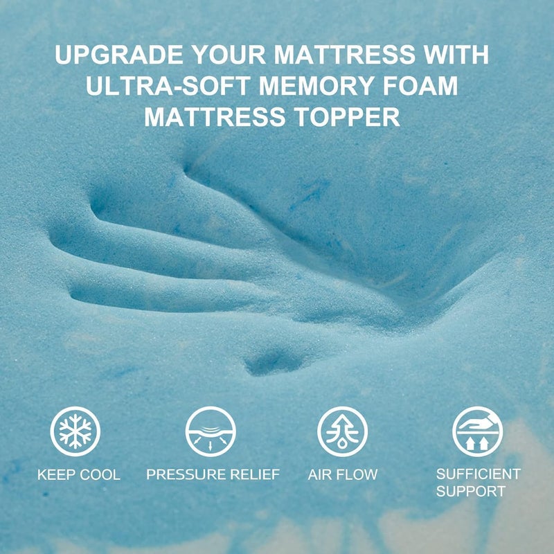 SINWEEK 1.5 Inch Mattress Topper 5-Zone Memory Foam Mattress Topper Pressure Relieve Soft Mattress Pad, CertiPUR-US Certified, Full Size Blue - Image 3