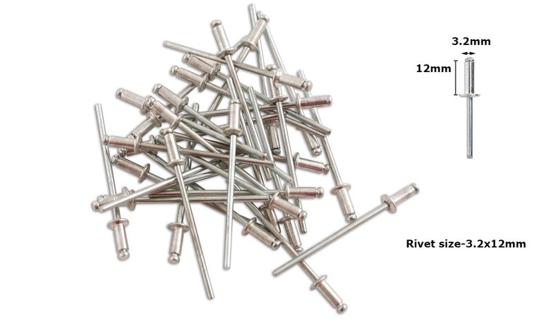 Inditrust مسامير ألومنيوم عمياء (معدن) مسامير POP لآلة التثبيت / ماكينة التثبيت عبوة من 100 قطعة (3.2 × 12 مم) - Image 2