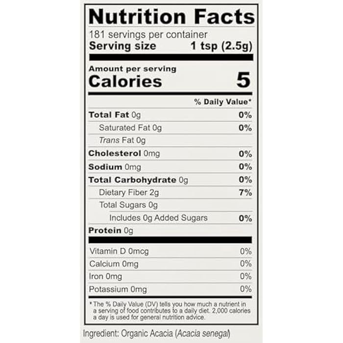 Anthony's Organic Acacia Senegal Powder, 1 lb, Batch Tested Gluten Free, Non GMO, Soluble Fiber, Prebiotic - Image 3