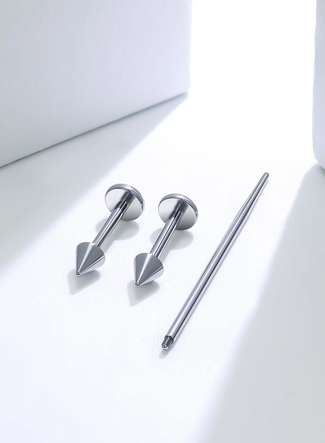 Lsnevsie 20G 18G 16G Internally Threaded Astm F136 Titanium Nose Ring Studs Flat Back Studs Earrings G23 Titanium Tragus Helix Conch Cartilage Lobe Earrings Piercing Jewelry For Women Men 6MM 8MM - Image 3