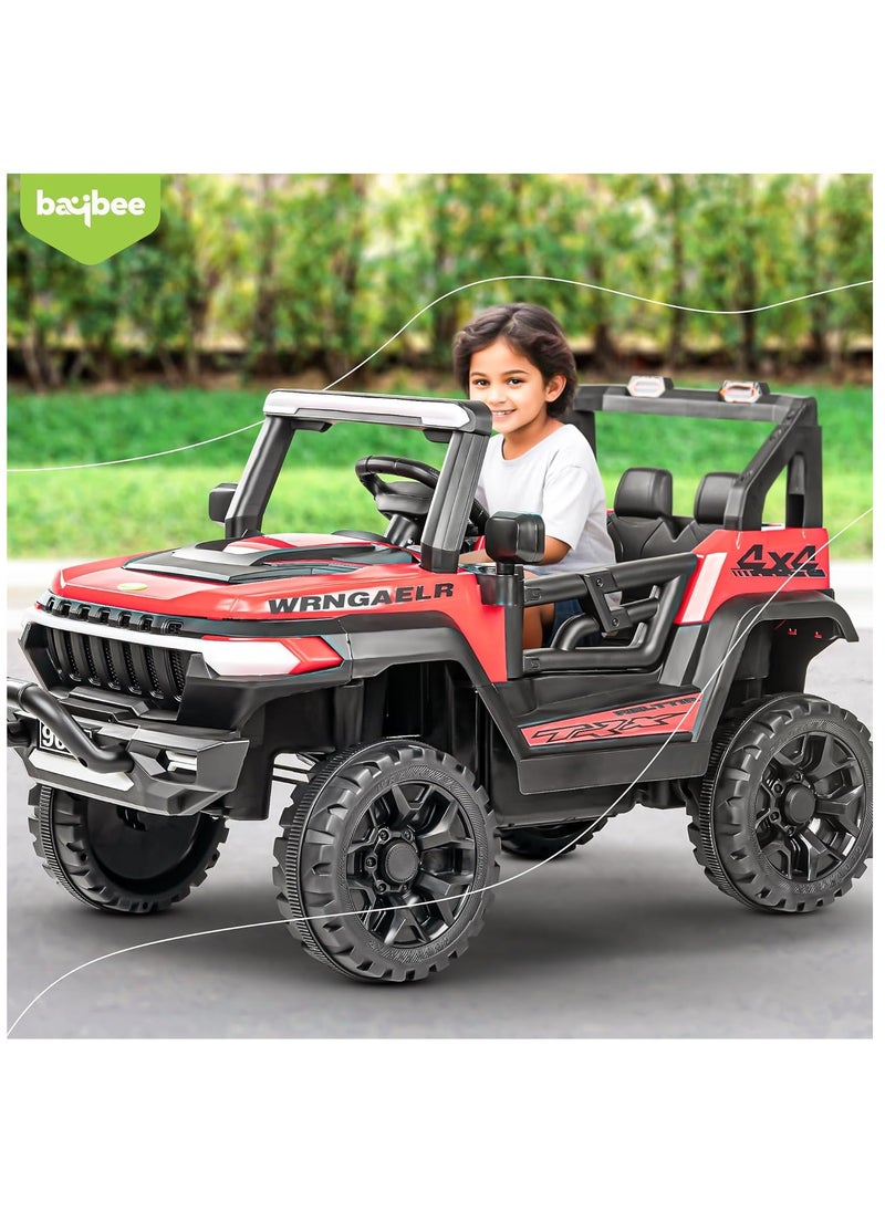 BAYBEE Wagon Battery Operated Jeep for Kids Rechargeable Battery Car for Kids with Music Led Light Ride On Kids Car Jeep Racing Baby Big Car Electric Car for Kids Childrens Boy Girl Red  - Image 2