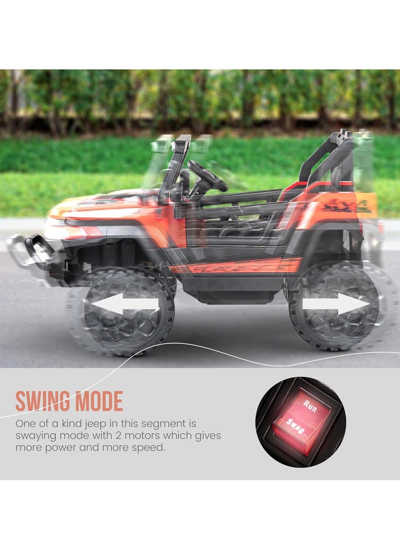BAYBEE Wagon Battery Operated Jeep for Kids Rechargeable Battery Car for Kids with Music Led Light Ride On Kids Car Jeep Racing Baby Big Car Electric Car for Kids Childrens Boy Girl Red  - Image 4