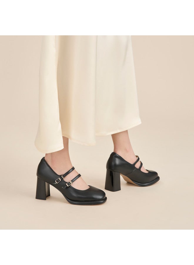 AOKANG Chunky Heel Mary Janes】spring French Style Height-enhancing Fairy Gentle Elegant Retro Leather Shoes - Image 4