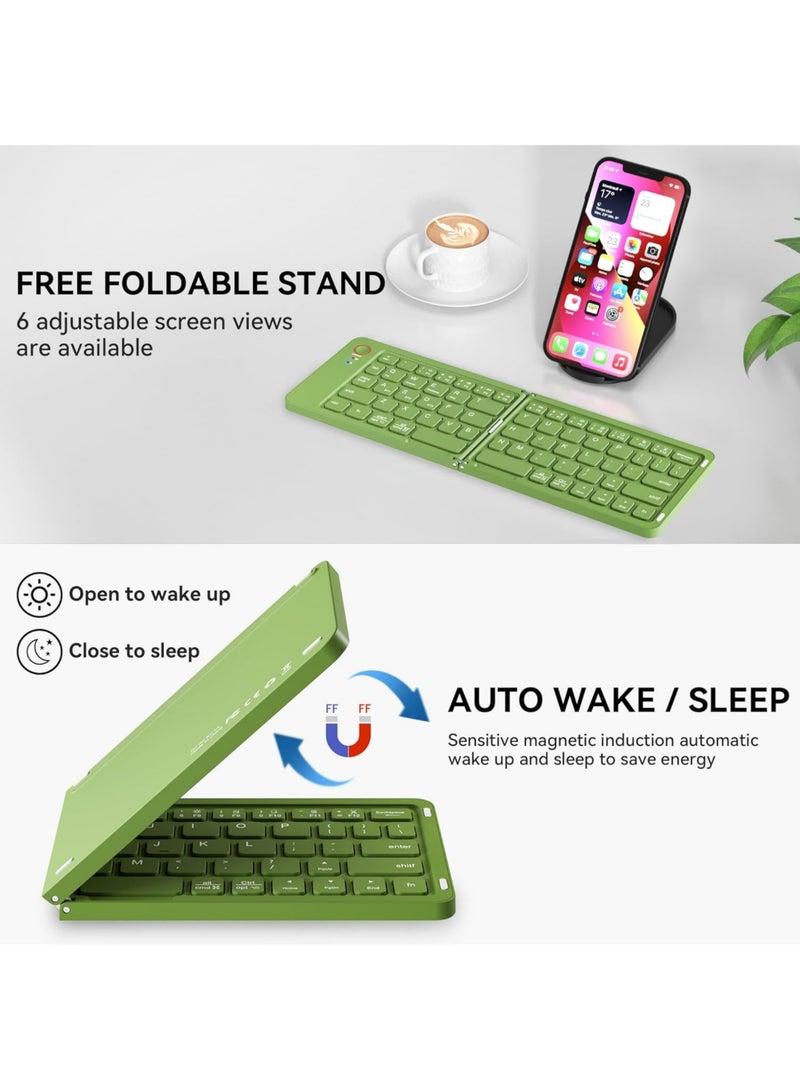 Rock Pow Mini Portable Wireless Folding Full Size Keyboard Sync Up to 3 Devices Aluminum Travel Keyboard for iPhone iPad Mac Android Windows iOS  - Image 5