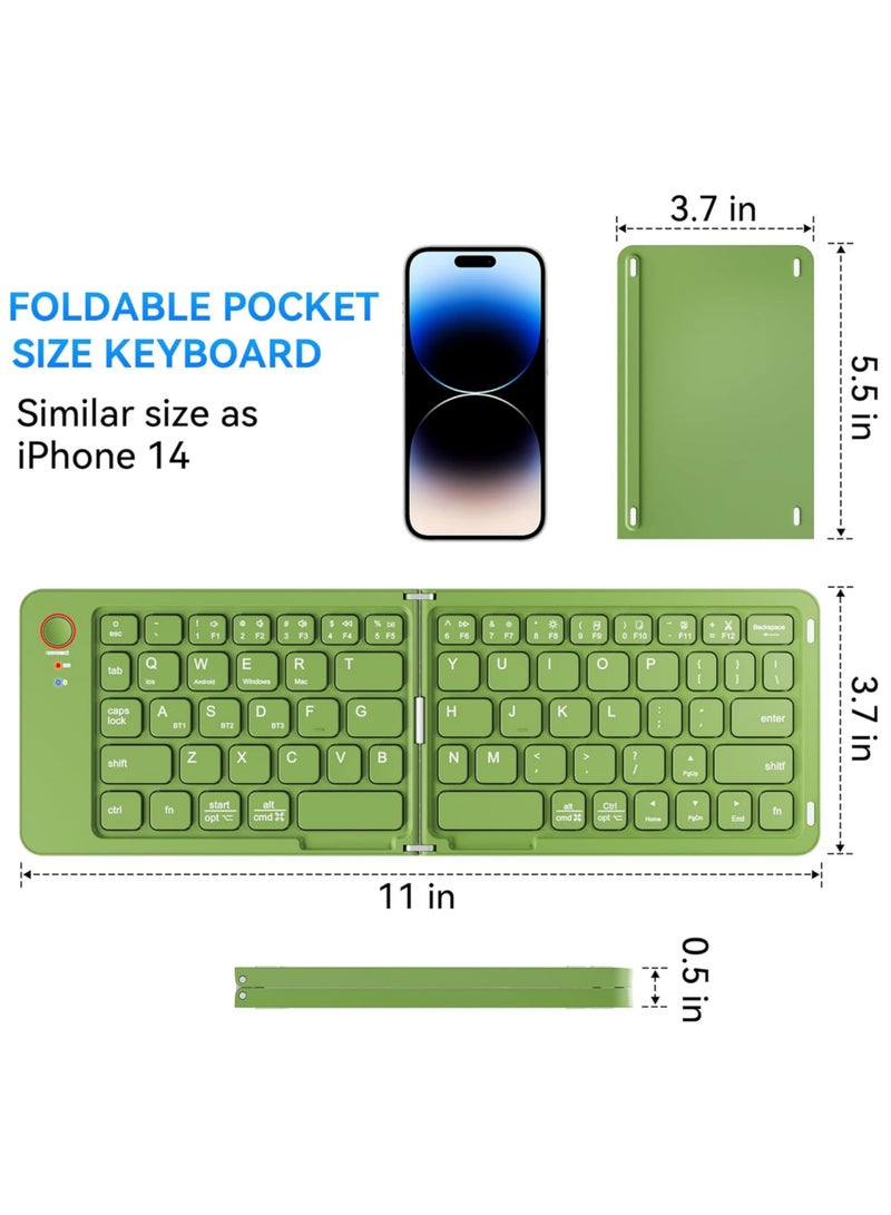 Rock Pow Mini Portable Wireless Folding Full Size Keyboard Sync Up to 3 Devices Aluminum Travel Keyboard for iPhone iPad Mac Android Windows iOS  - Image 3