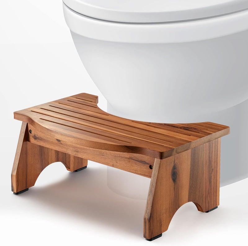 carpentray Solid Sheesham Poop Stool for Bathroom Adults - 7.2" Squatting Toilet Stool for Kids - Pooping Stool Squat with Anti Slip Layer - Bathroom Stools for Sitting/Travel (Sheesham Wood) (Brown) - Image 1