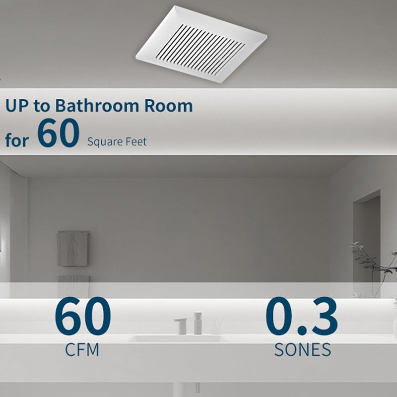 Tech Drive Bathroom Exhaust Fan 60 CFM, 0.3 Sone, 4-Inch Duct,No Attic Access Needed,Super Quiet Ventilation Fan, Easy to Install Ceiling Mounted, White, ETL Certified - Image 3