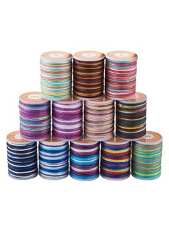 Generic Woolery Mixed Rainbow Beading Braided Floss 91.8 Yards 0.7mm 12 Colors Polyester Satin Thread, Ratelle Thread for Chinese Kumihimo Macrame Knitting, Friendship Bracelets, Jewelry Making and Sewing  - Image 1