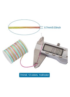 Generic Woolery Mixed Rainbow Beading Braided Floss 91.8 Yards 0.7mm 12 Colors Polyester Satin Thread, Ratelle Thread for Chinese Kumihimo Macrame Knitting, Friendship Bracelets, Jewelry Making and Sewing  - Image 3