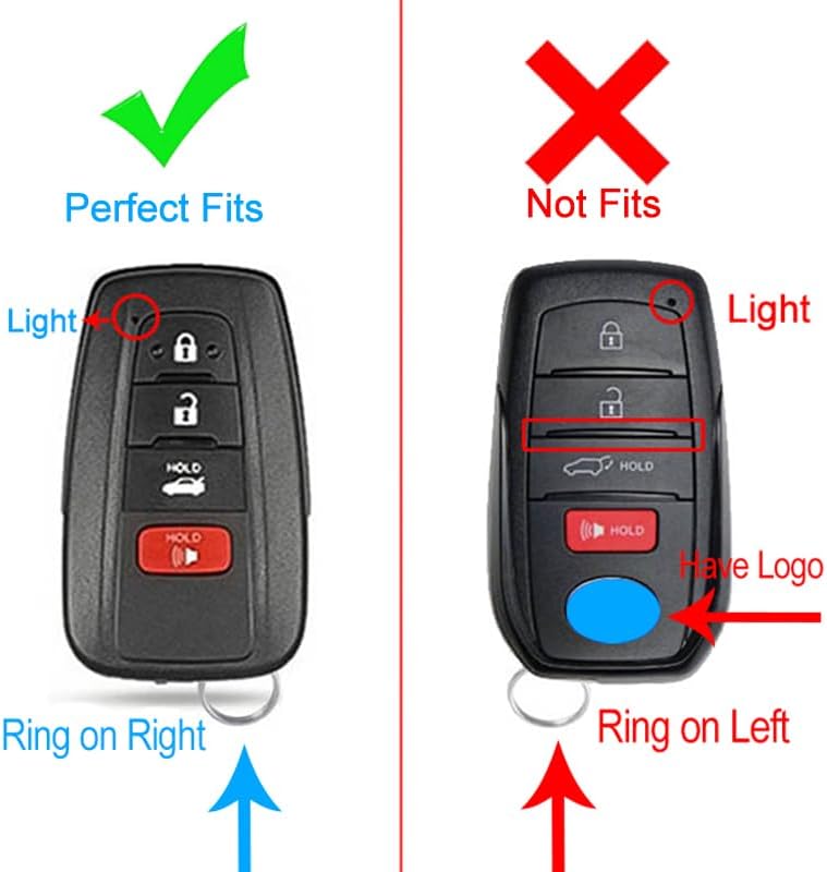 Cacacar for Toyota Camry RAV4 Key Fob Cover,for Highlander Avalon GT86 Key Fob Case Premium Soft TPU 360 Degree Protector Holder,Gray - Image 3