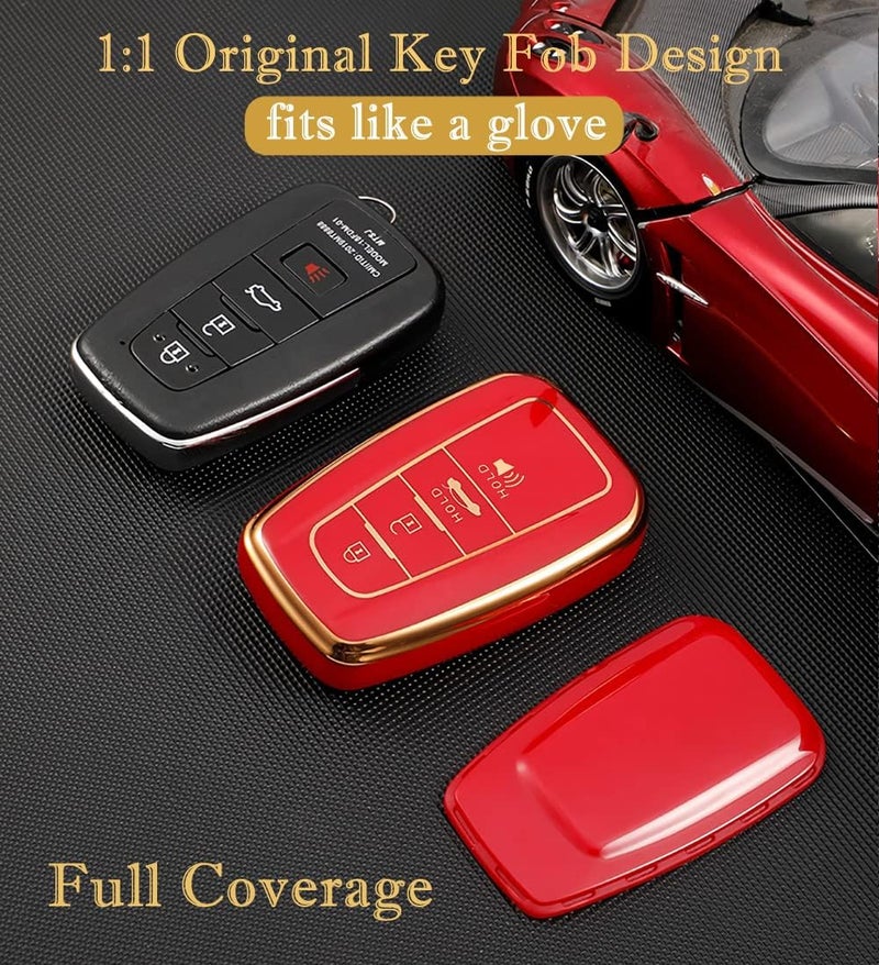 Cacacar for Toyota Camry RAV4 Key Fob Cover,for Highlander Avalon GT86 Key Fob Case Premium Soft TPU 360 Degree Protector Holder,Gray - Image 5