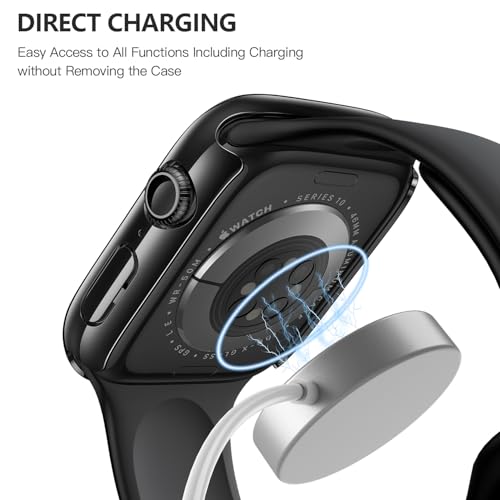 Misxi 2 Pack Tempered Glass Case Compatible for Apple Watch Series 11 (2025) Series 10 46mm, Hard PC Screen Protector Overall Protection Ultra-Thin Lightweight Scratch-Resistant Cover for iWatch, Jet Black - Image 5