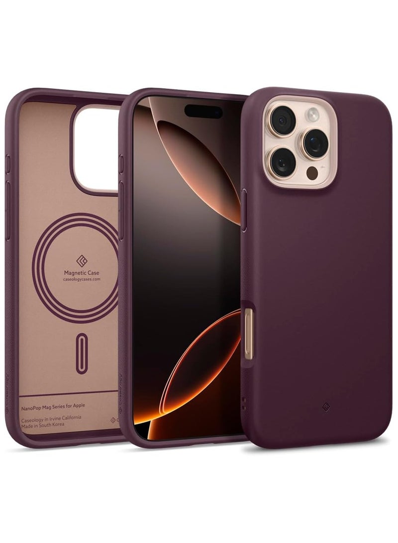 Caseology غطاء حماية Nano Pop Mag لجهاز iPhone 16 PRO مع تقنية MagSafe - لون الفاصولياء البورغندي - Image 1