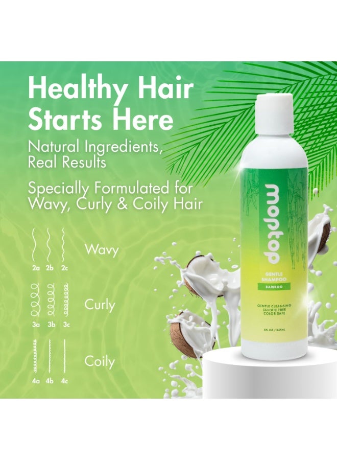 MopTop Gentle Shampoo â€“ Every Day Curly Hair Sulfate Free Shampoo, Improves Moisture & Reduces Frizz, Paraben Free Natural Hair Products for Straight, Wavy, Curly, Coily Texture (Bamboo, 8oz) - Image 4