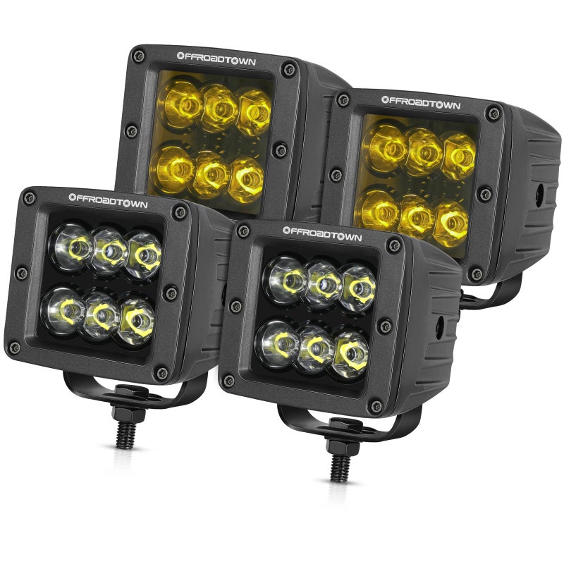 أضواء قيادة LED مكعبات OFFROADTOWN 4 قطع 3 إنش 240 واط كري LED