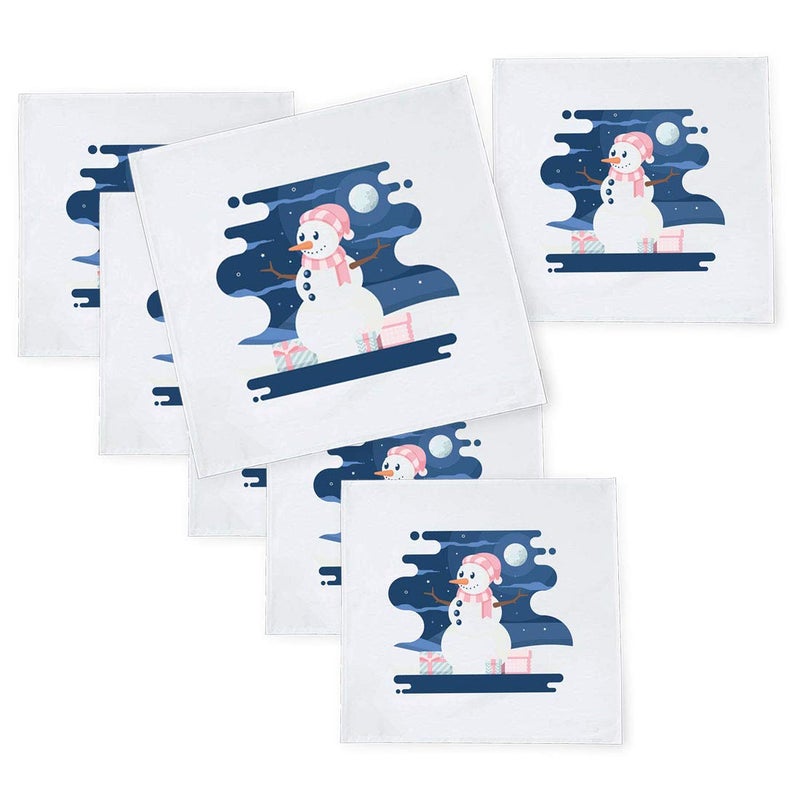 Khakee 6 Pcs Christmas Theme Tafta Silk Table Napkins 10x 10 for Xmas Decoration Christmas OrnamentsChristmas Gift npxmas167P - Image 1