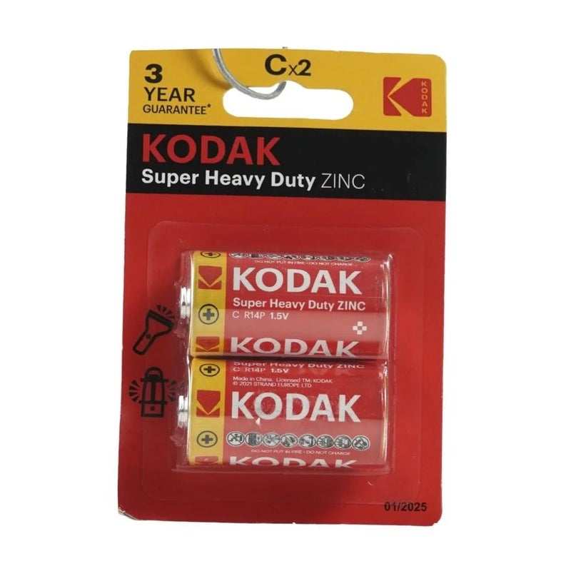 Kodak Super Heavy Duty Zinc Batteries, 1.5V, C Size- Pack of 2pcs - Image 1
