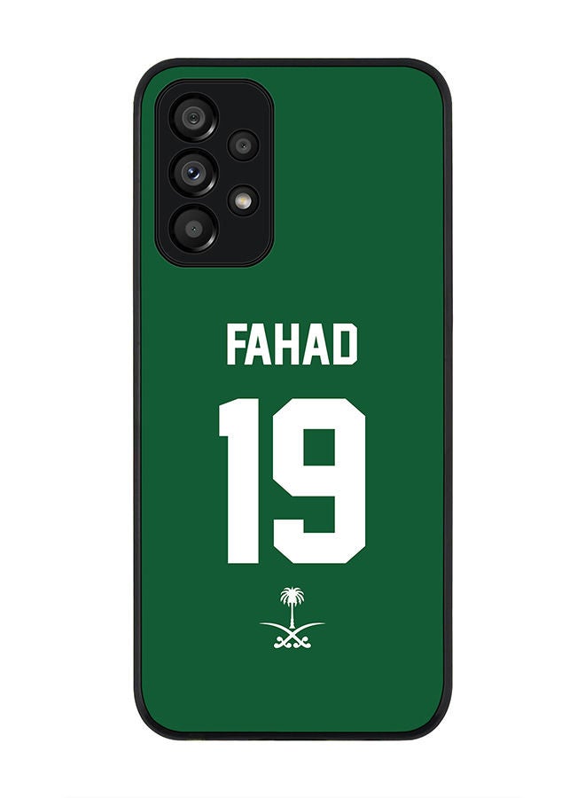 Stylizedd Rugged Black edge case for Samsung Galaxy A73 5G Slim fit Soft Case Flexible Rubber Edges Anti Drop TPU Gel Thin Cover - Football Team - Saudi Arabia Player Name - Fahad - Image 1