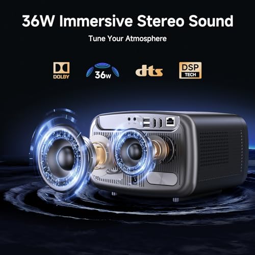 iSinbox Outdoor Movie Projector Smart Projector 4K & 36W Dolby Audio Plus HDR10+ Home Theater Ceiling - Image 2