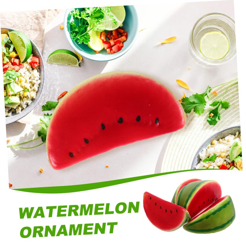 Realistic Watermelon Slice Model 4PCS Faux Fruit Decoration For Kitchen Home Table - Image 4