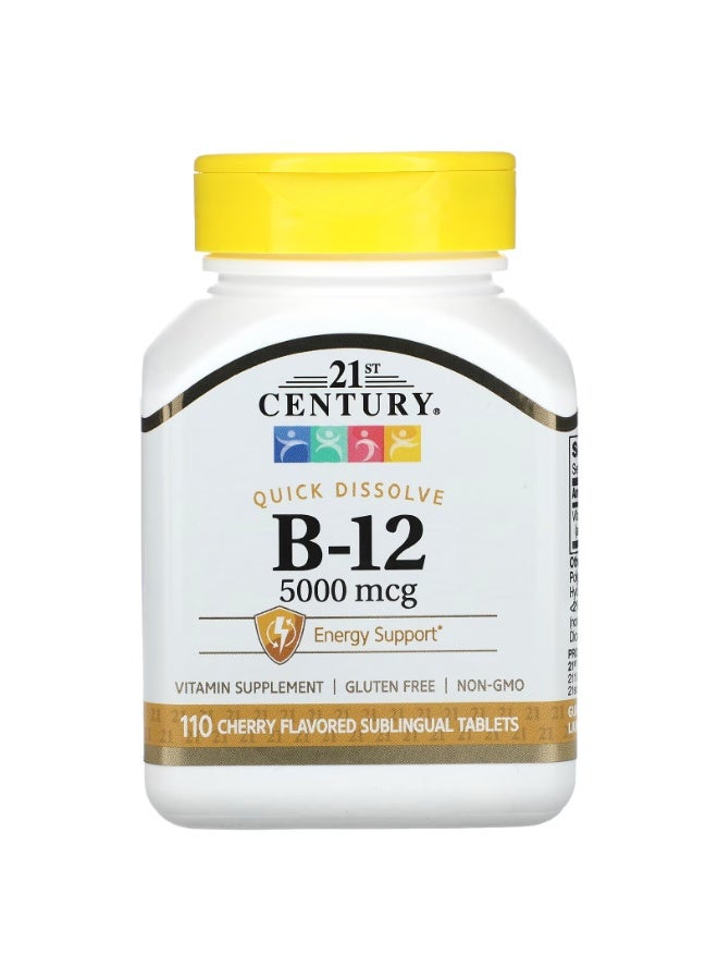 القرن الحادي والعشرون فيتامين ب-12، بنكهة الكرز، 5000 مكجم، 110 أقراص تحت اللسان - Image 1