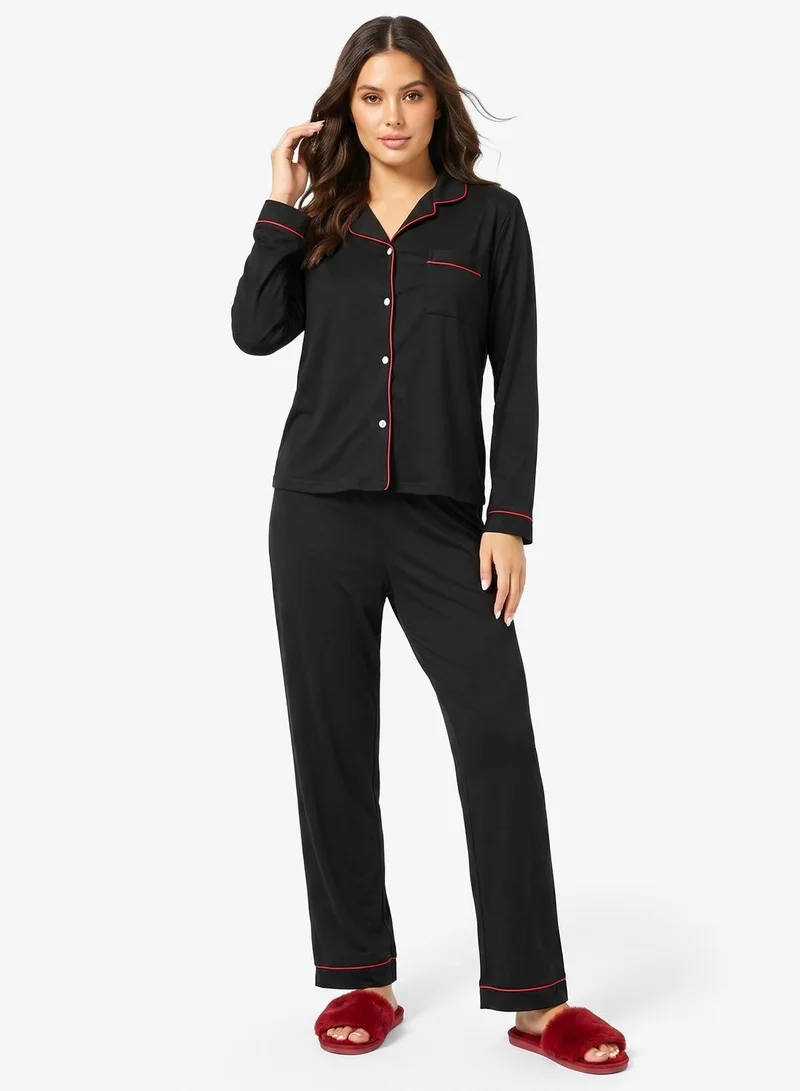 Ginger Button Up Shirt & Pyjama Set