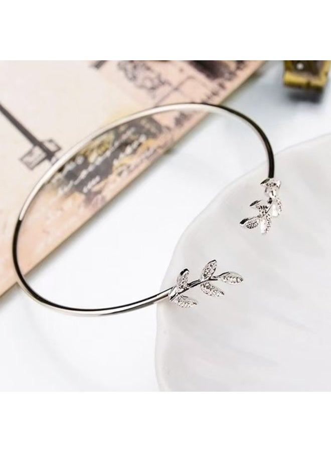 DUNISO 2Pcs Watch Bracelet Set Women's Elegant Business Watch Set Classic Alloy Strap Ladies Watch with Rhinestone Encrusted Bracelet for Lady Female Girls Minimalist Slim Thin Casual Dress Quartz Wrist Watches - Image 3