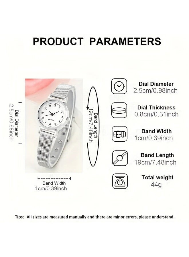 DUNISO 2Pcs Watch Bracelet Set Women's Elegant Business Watch Set Classic Alloy Strap Ladies Watch with Rhinestone Encrusted Bracelet for Lady Female Girls Minimalist Slim Thin Casual Dress Quartz Wrist Watches - Image 4