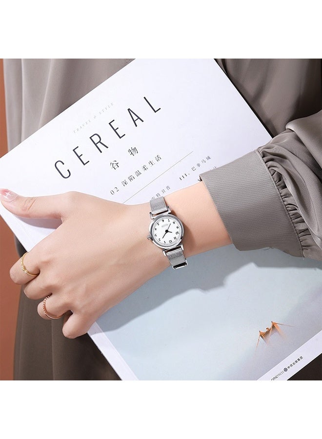 DUNISO 2Pcs Watch Bracelet Set Women's Elegant Business Watch Set Classic Alloy Strap Ladies Watch with Rhinestone Encrusted Bracelet for Lady Female Girls Minimalist Slim Thin Casual Dress Quartz Wrist Watches - Image 5